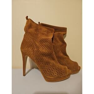 BCBGEneration Women's Leather Peep-Toe Heels Booties Size 9 M Brown‎ Suede